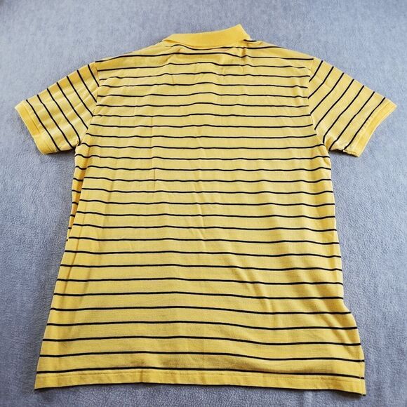 Gap Shirt Men XL Yellow Striped Polo Golf Performance Short Sleeve High Low Slit - Picture 7 of 8
